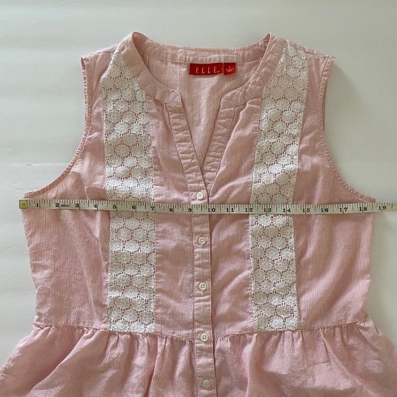Elle pin striped embroidered lace tank Large - Picture 9 of 9